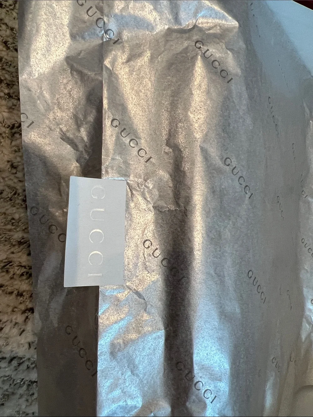 New Gucci Beautiful Burgundy Box with Silver Branded Tissue Sheet